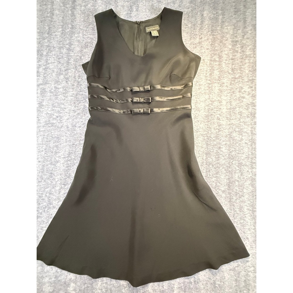 Banana Republic Womens Black Sleeveless Satin Bow Waist A-Line Dress Size 4
